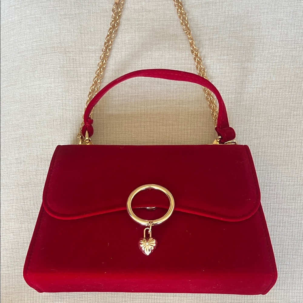 Elegant Red Velvet Handbag